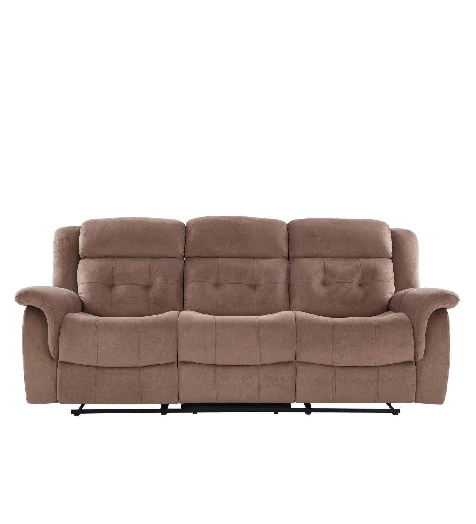 Joy 3 Seater Motorized Velvet Fabric Recliner - Mocha Mouse - Clear View by Febonic Living