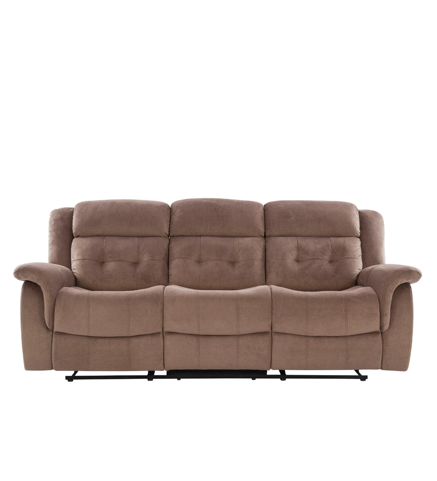 Joy 3 Seater Motorized Velvet Fabric Recliner - Mocha Mouse - Clear View by Febonic Living