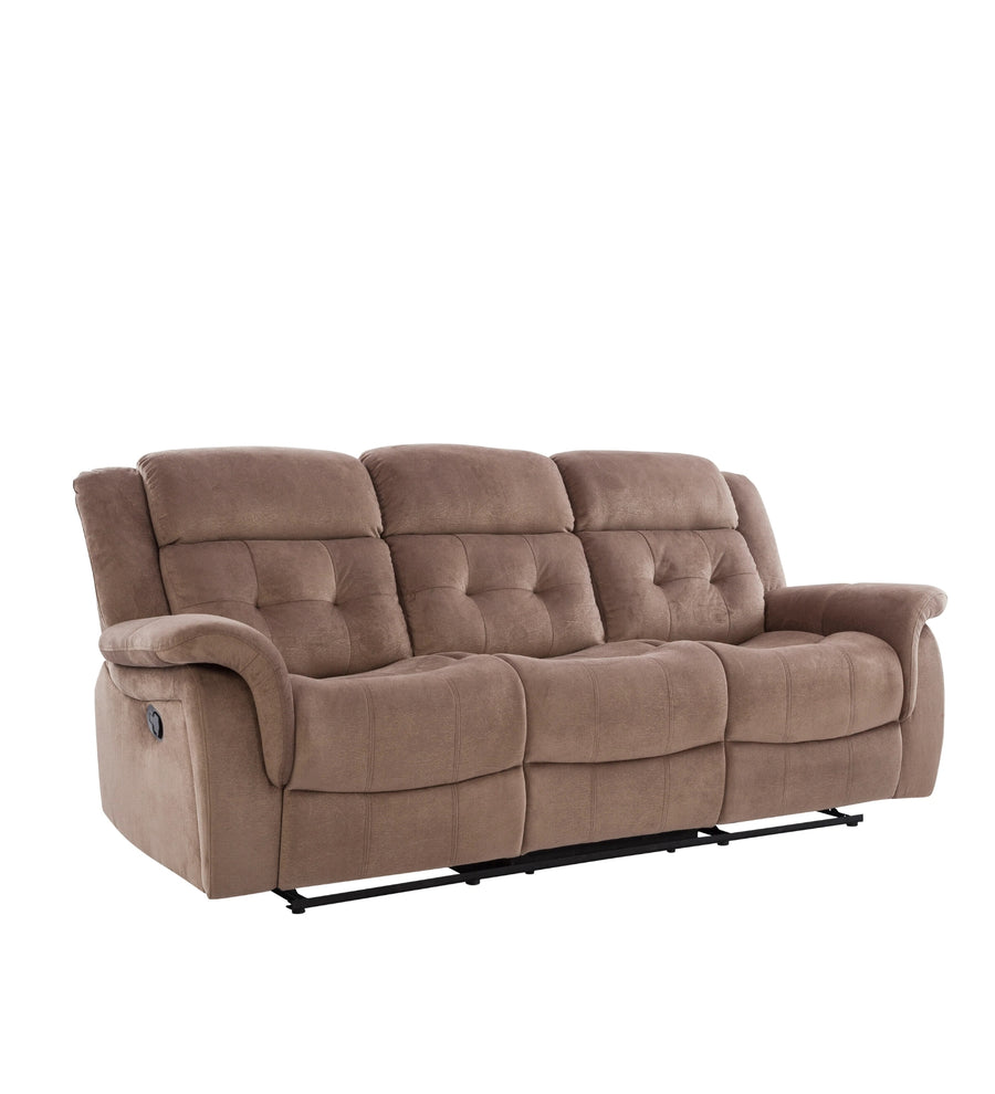 Joy 3 Seater Motorized Velvet Fabric Recliner - Mocha Mouse - Side View by Febonic Living