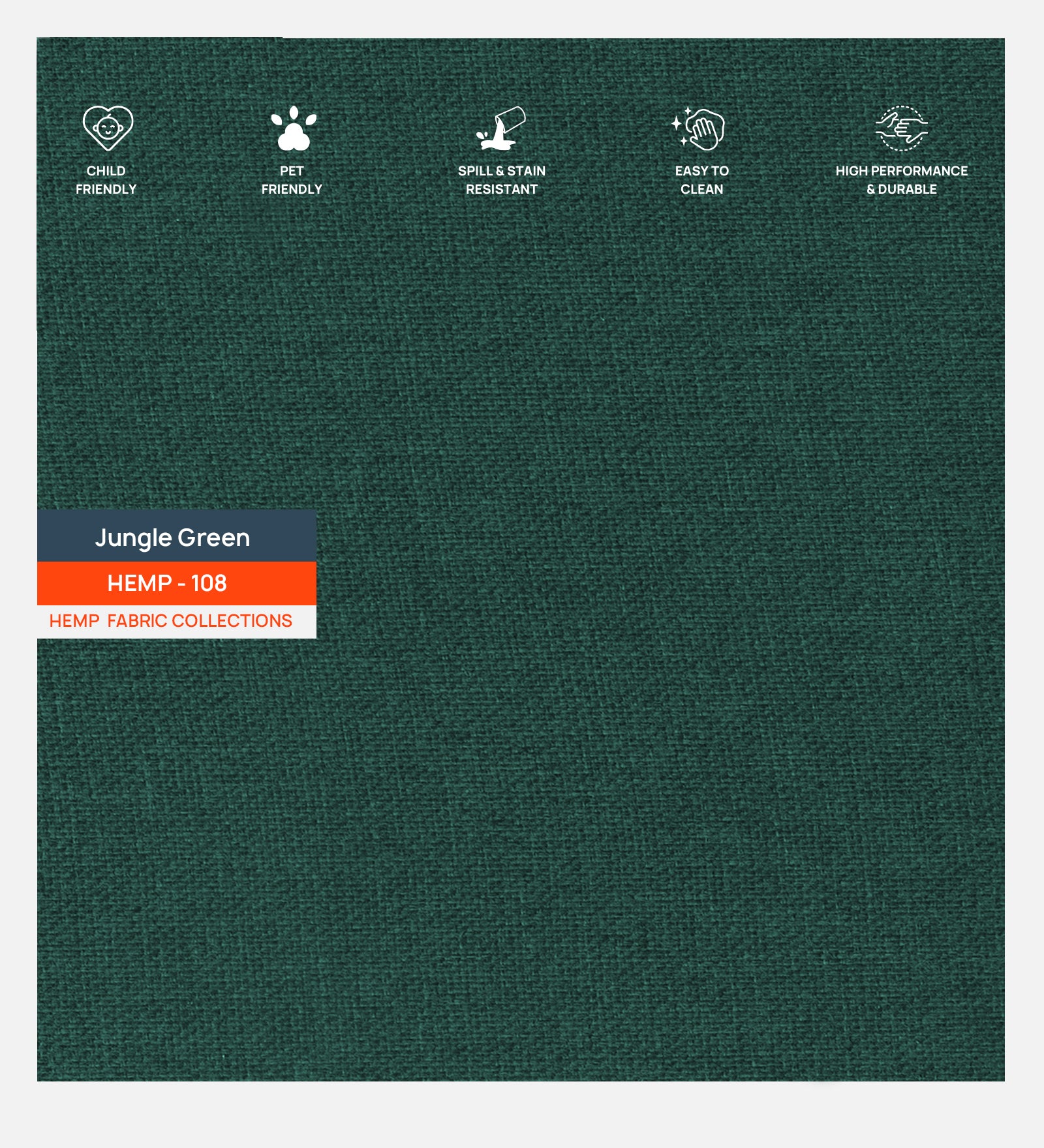 Polycotton Hemp Fabric Jungle Green 108 Code - Febonic Living
