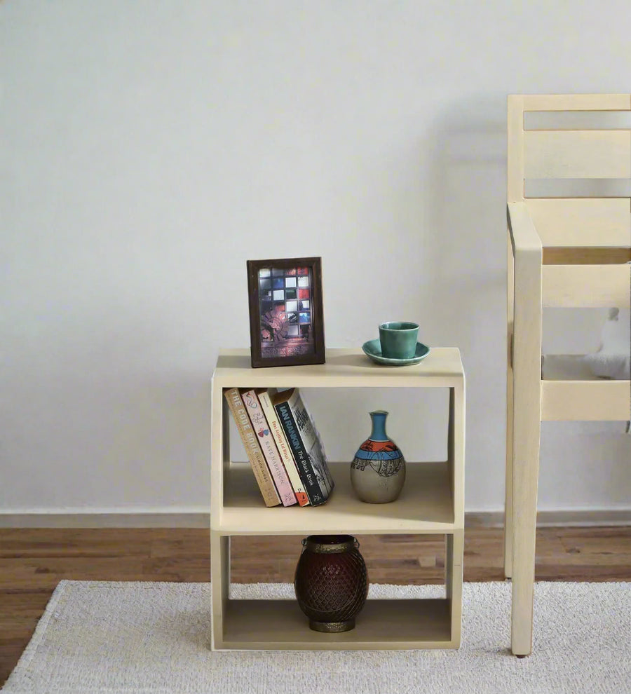 Boise Solid Wood End Table In Gold Wash Finish - Febonic Living