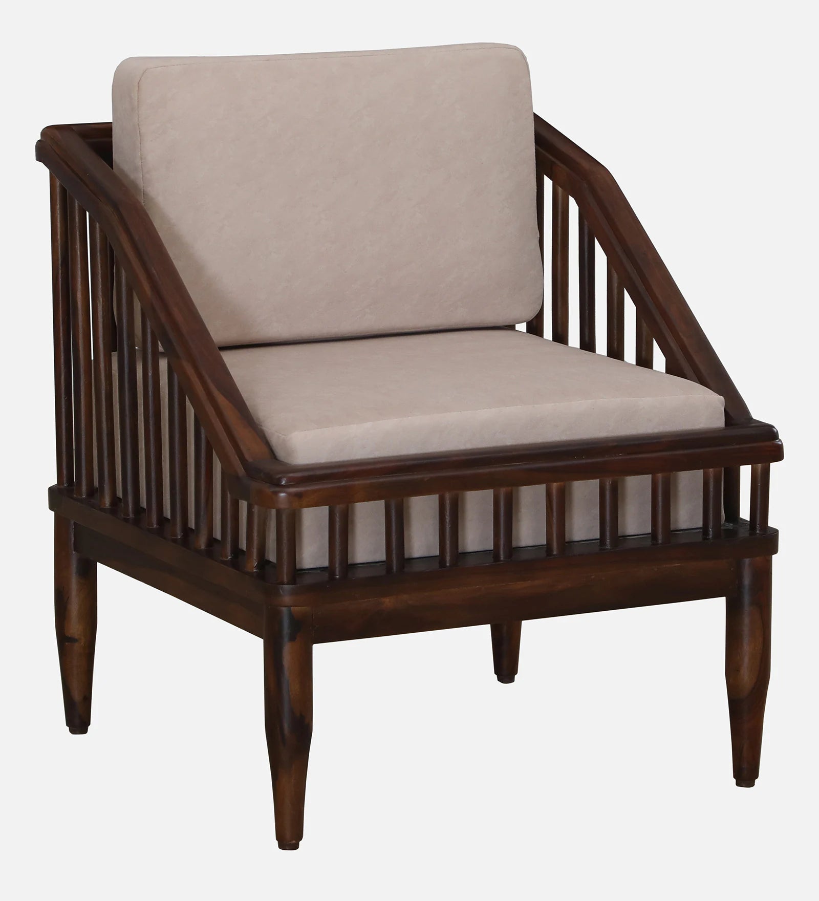 Kotla Sheesham Wood 1 Seater Sofa In Provincial Teak Finish - Febonic Living