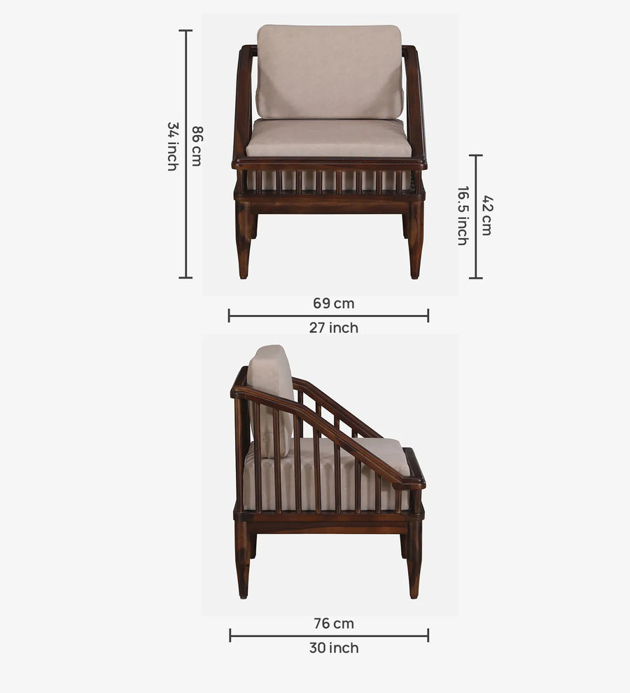 Kotla Sheesham Wood 1 Seater Sofa In Provincial Teak Finish - Febonic Living