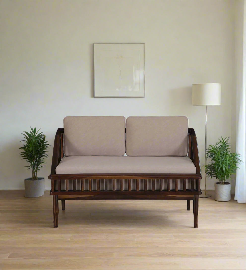 Kotla Sheesham Wood 2 Seater Sofa In Provincial Teak Finish - Febonic Living