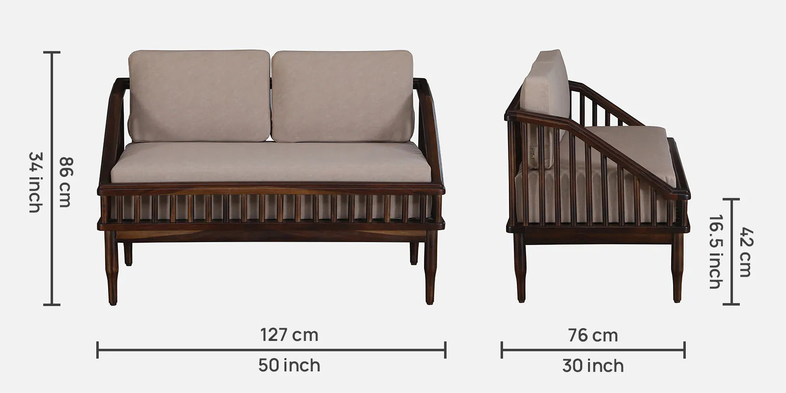 Kotla Sheesham Wood 2 Seater Sofa In Provincial Teak Finish - Febonic Living