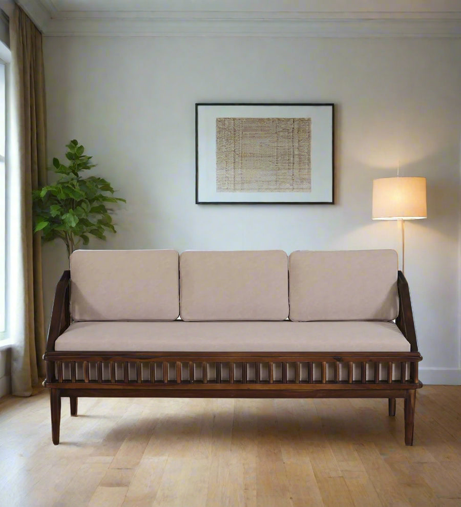 Kotla Sheesham Wood 3 Seater Sofa In Provincial Teak Finish by Febonic Living