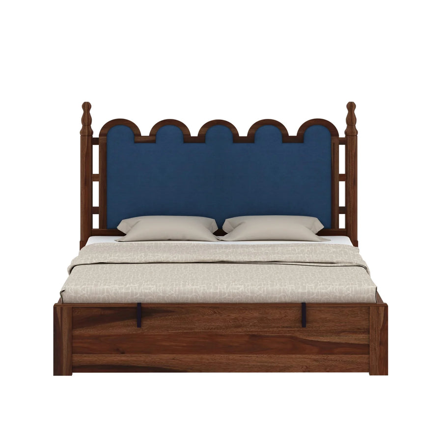 Katu Sheesham Wood King Size Bed In Provincial Teak Finish With Hydraulic Storage
