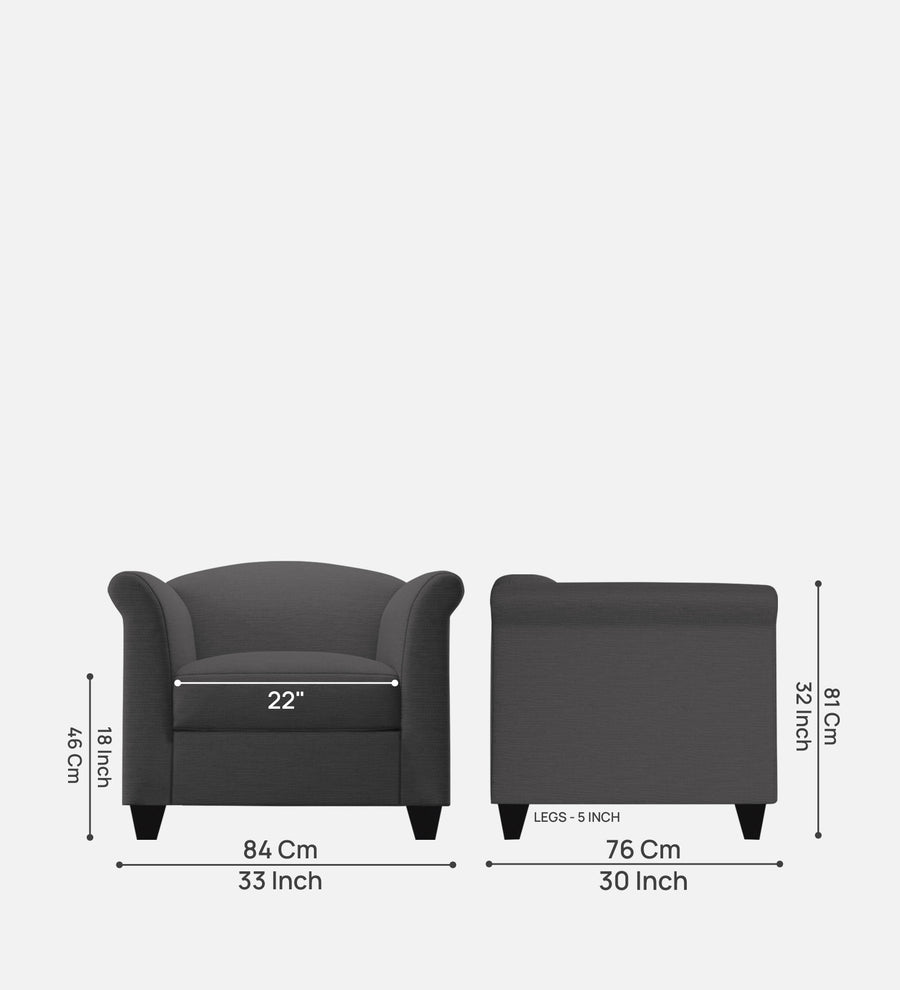 Kimber Fabric 1 Seater Sofa In Charcoal Grey Colour - Febonic Living