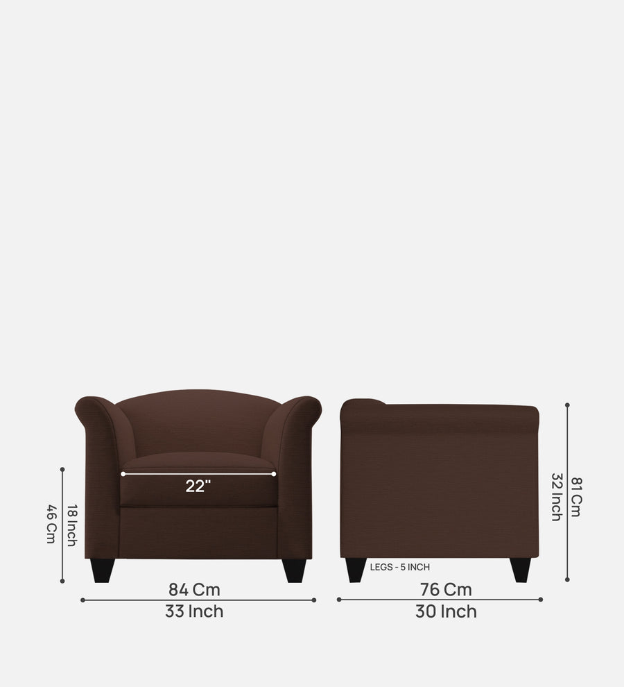 Kimber Fabric 1 Seater Sofa In Coffee Brown Colour - Febonic Living