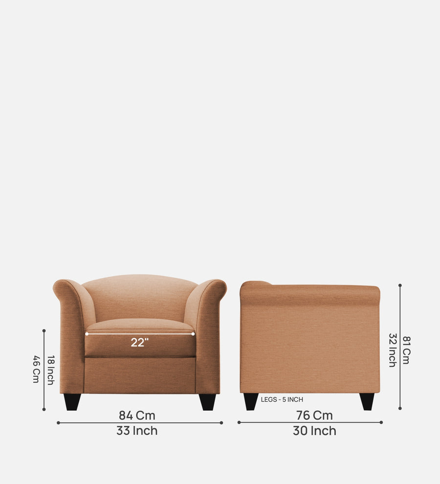 Kimber Fabric 1 Seater Sofa In Cosmic Beige Colour - Febonic Living