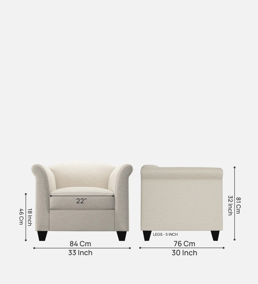 Kimber Fabric 1 Seater Sofa In Ivory Cream Colour - Febonic Living