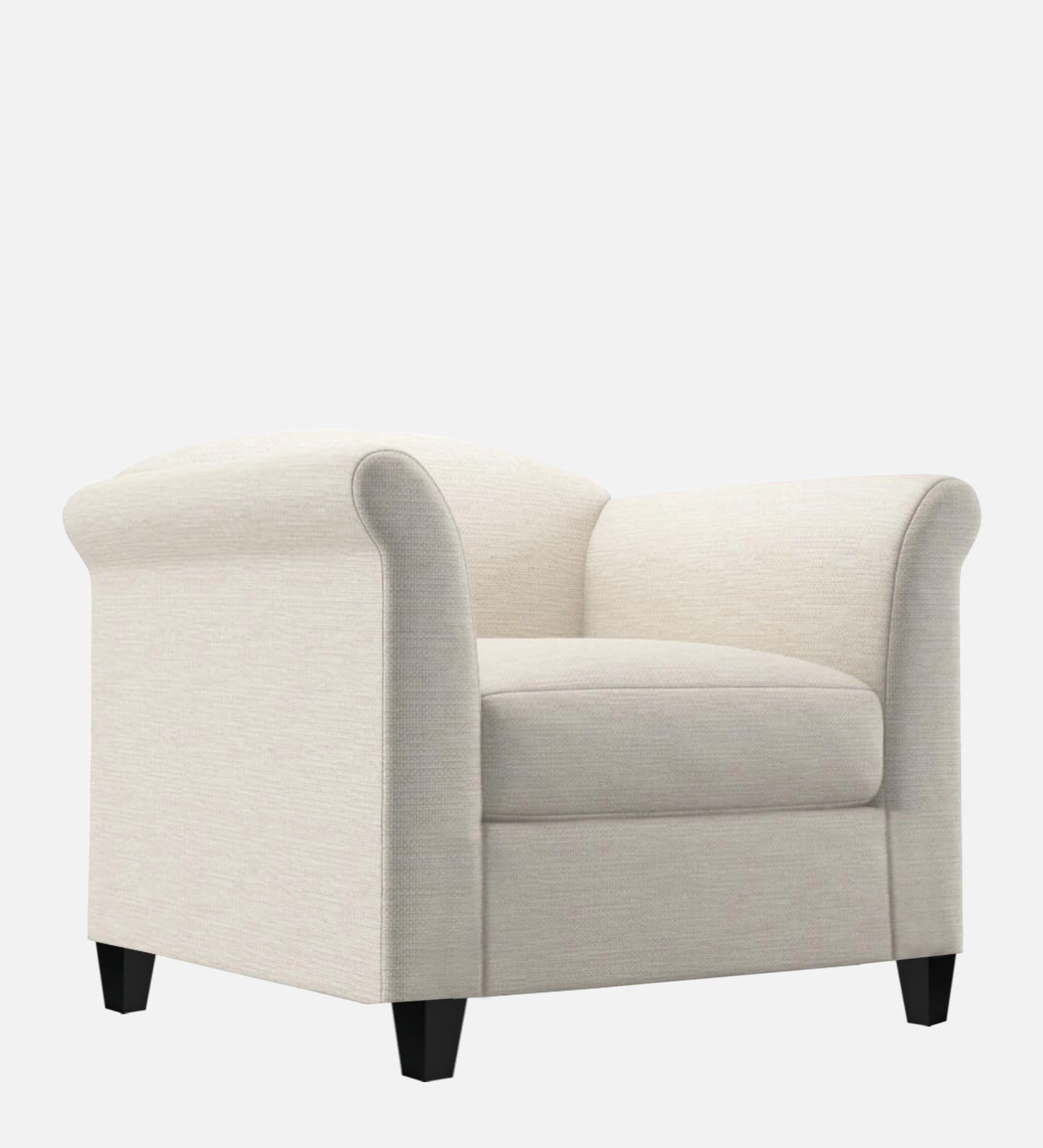 Kimber Fabric 1 Seater Sofa In Ivory Cream Colour