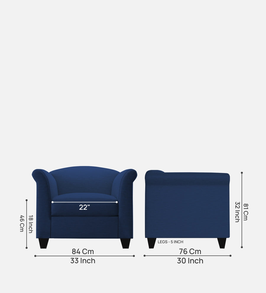 Kimber Fabric 1 Seater Sofa In Royal Blue Colour - Febonic Living