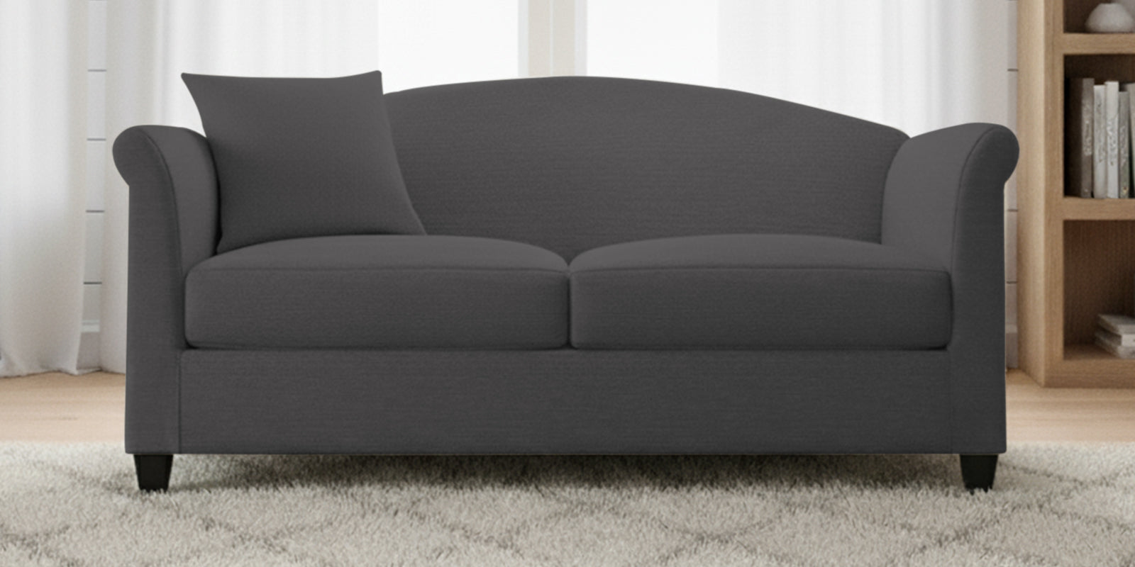 Kimber Fabric 2 Seater Sofa In Charcoal Grey Colour