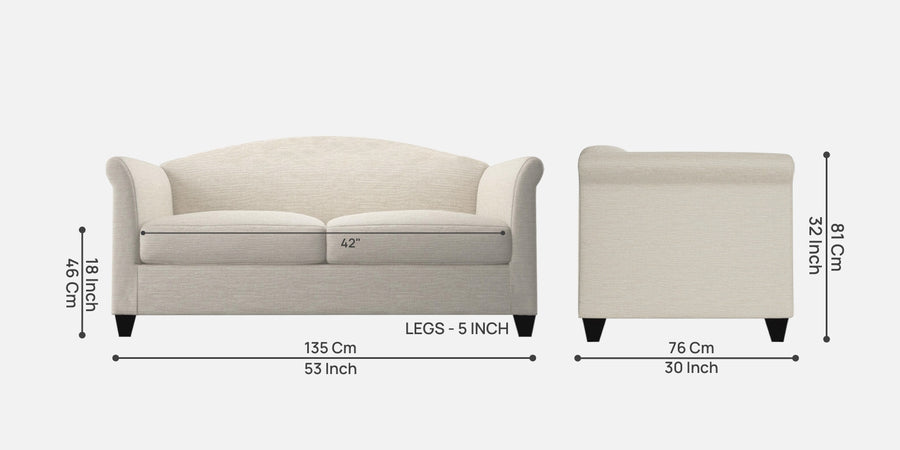 Kimber Fabric 2 Seater Sofa In Ivory Cream Colour - Febonic Living