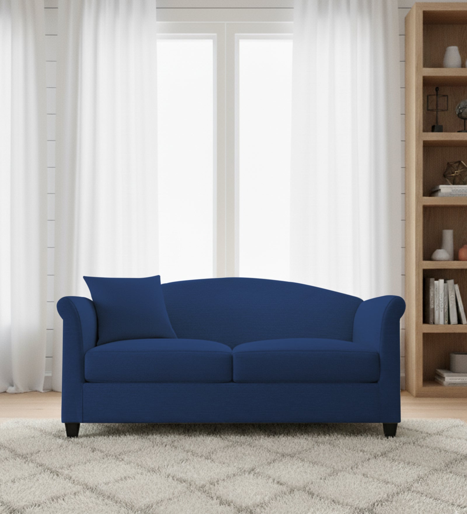 Kimber Fabric 2 Seater Sofa In Royal Blue Colour
