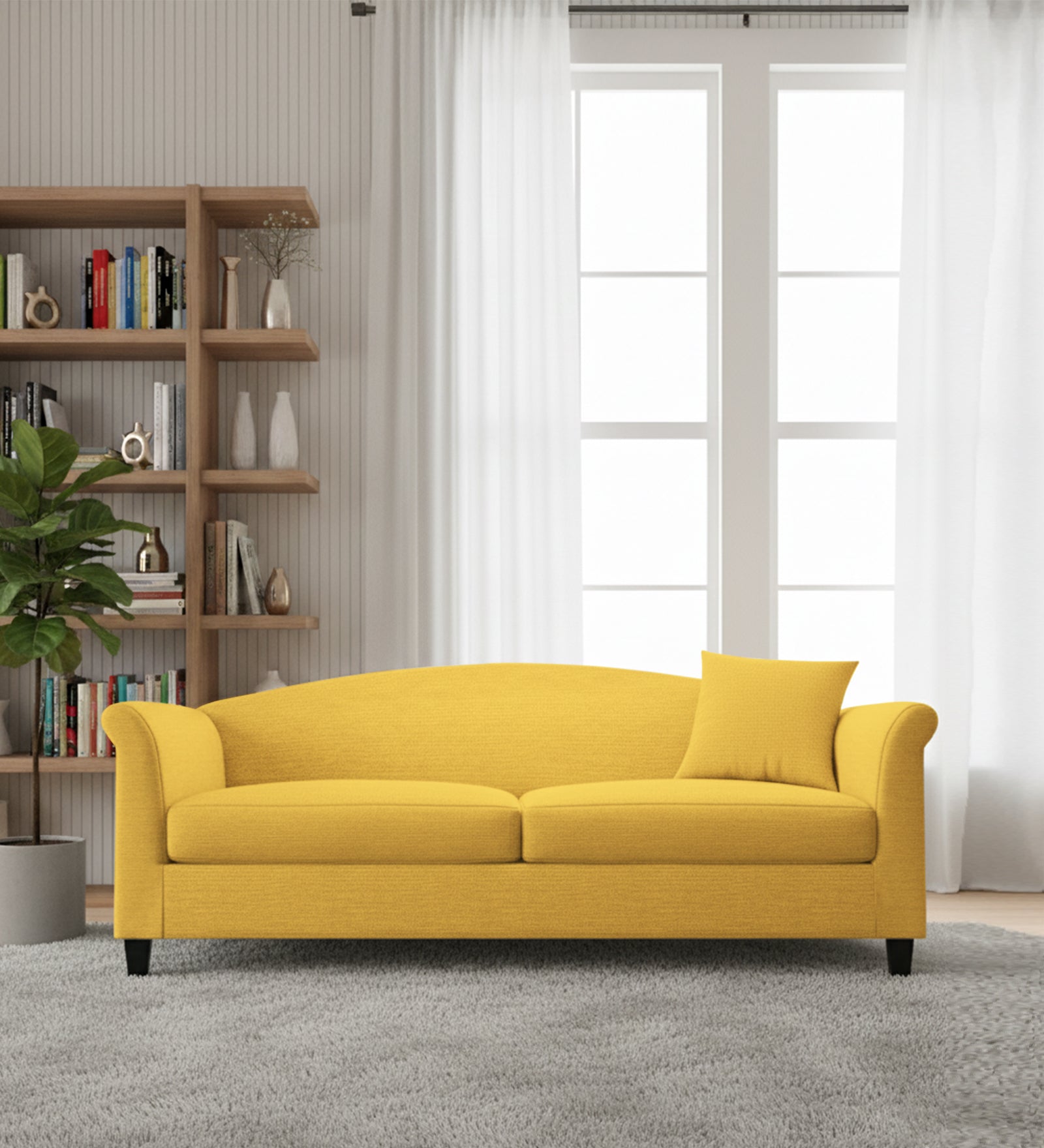 Kimber Fabric 3 Seater Sofa In Bold Yellow Colour