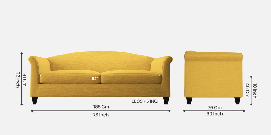 Kimber Fabric 3 Seater Sofa In Bold Yellow Colour - Febonic Living