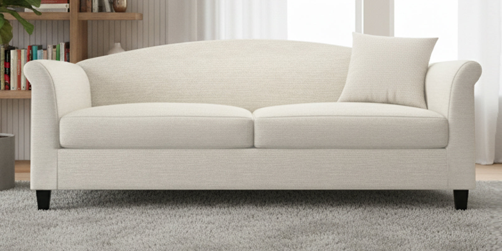 Kimber Fabric 3 Seater Sofa In Ivory Cream Colour