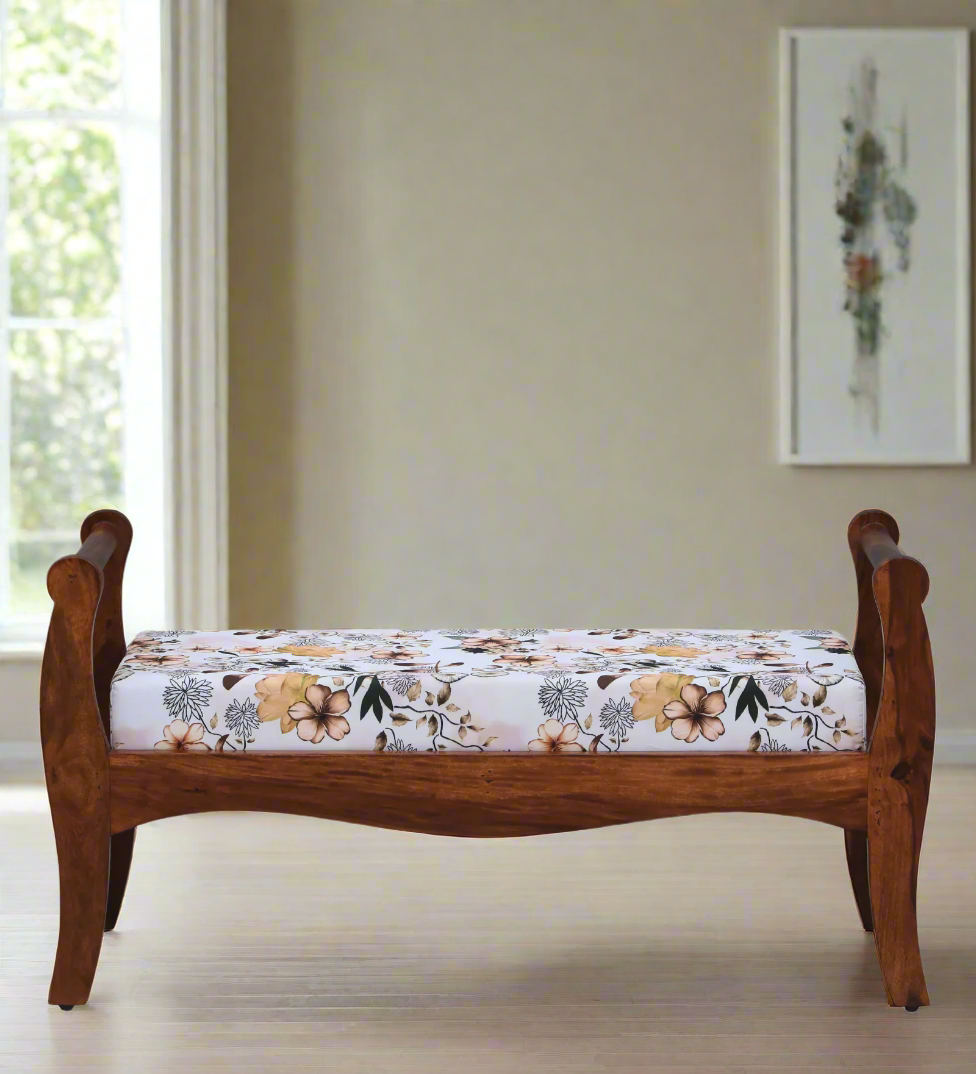 Zelda Sheesham Wood Recamier in Honey Oak Finish - Febonic Living