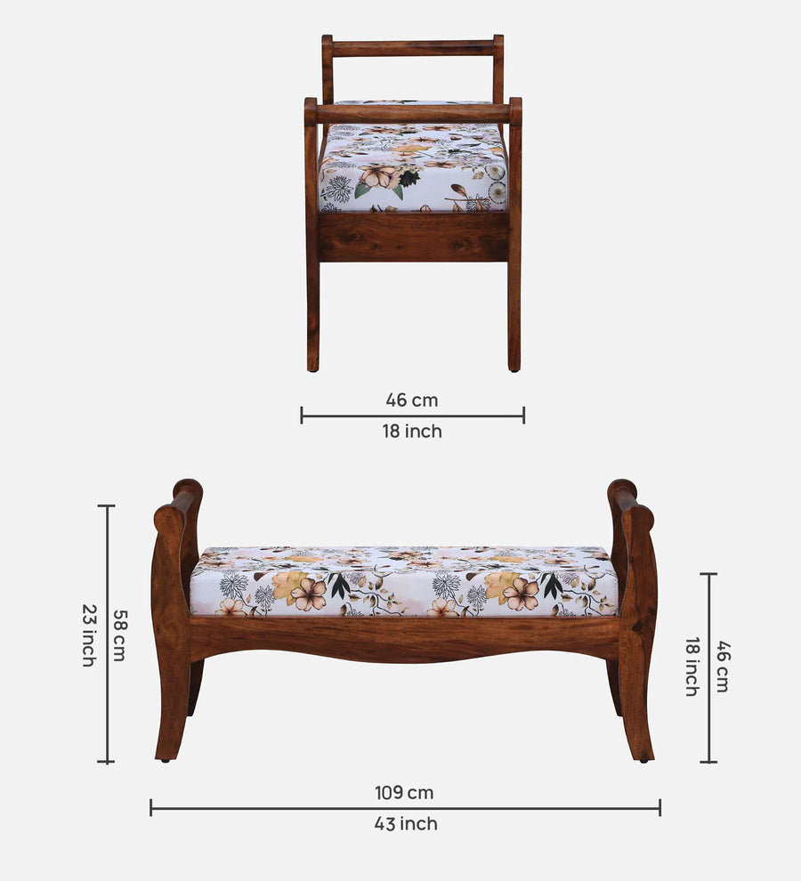 Zelda Sheesham Wood Recamier in Honey Oak Finish - Febonic Living