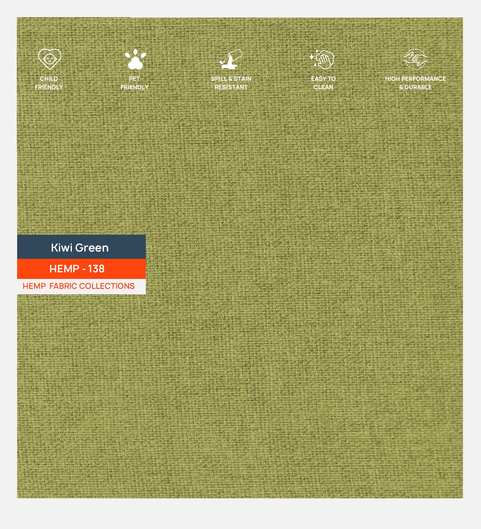 Polycotton Hemp Fabric Kiwi Green 138 Code - Febonic Living