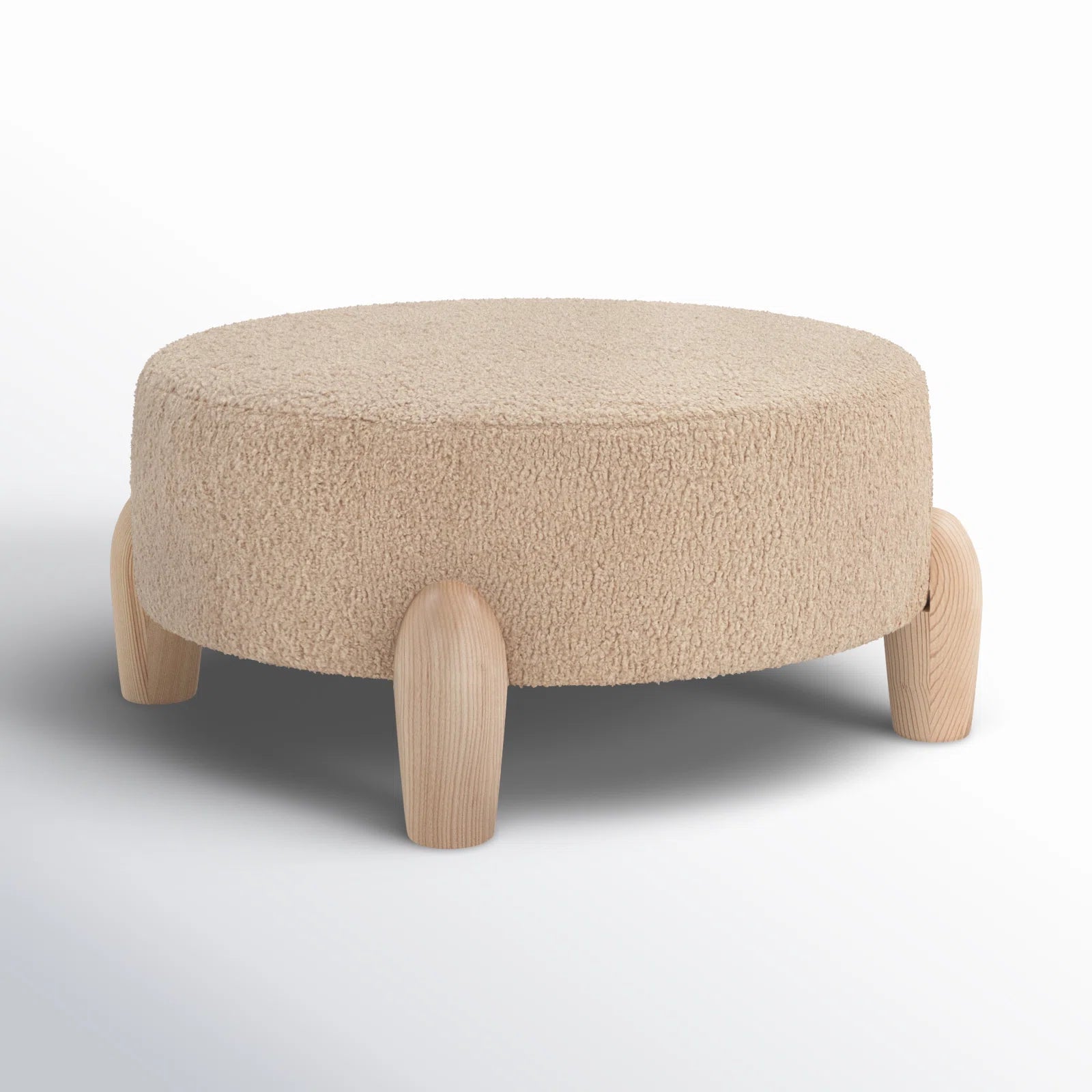 Kolin Boucle Pouffe In Mushroom Beige Colour
