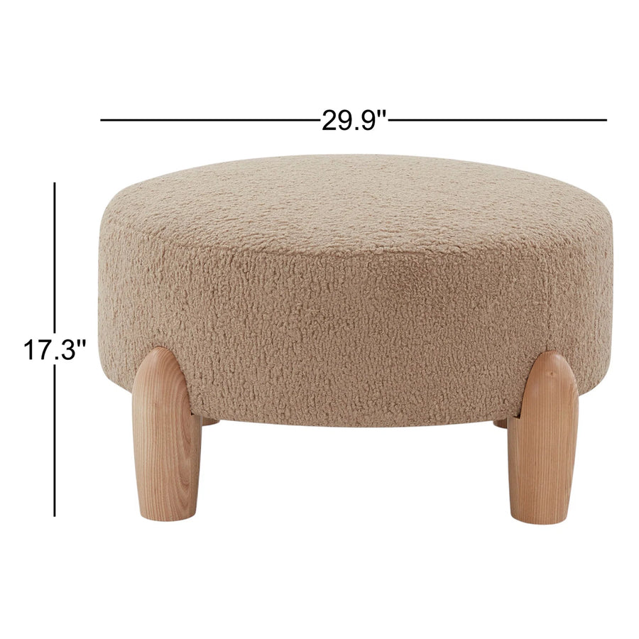 Kolin Boucle Pouffe In Mushroom Beige Colour - Febonic Living