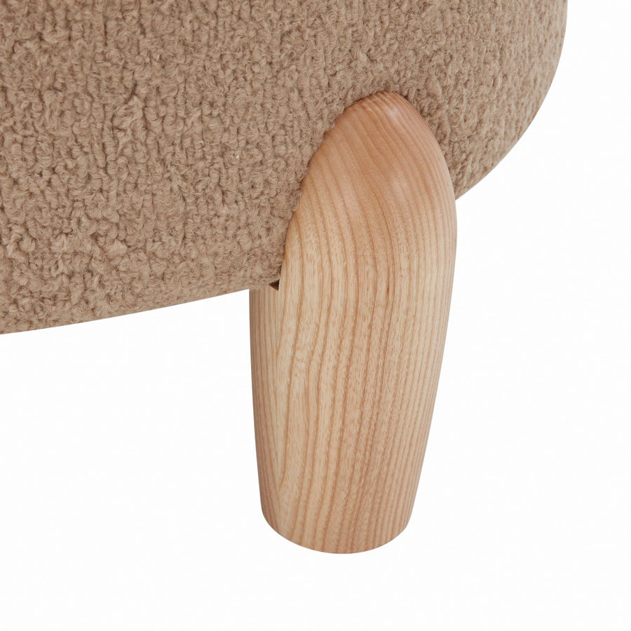 Kolin Boucle Pouffe In Mushroom Beige Colour - Febonic Living