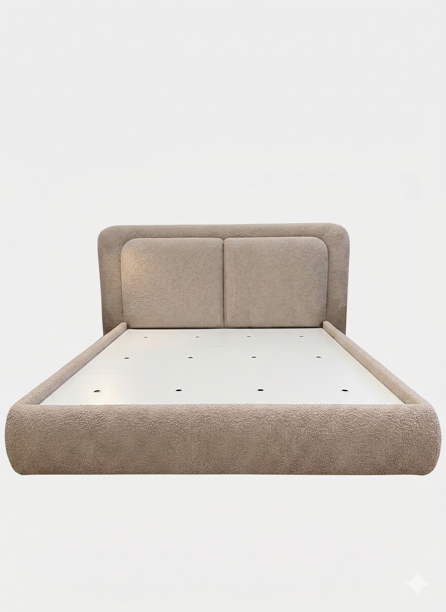 Kosa Boucle Upholstered King Size Bed - Mushroom Beige