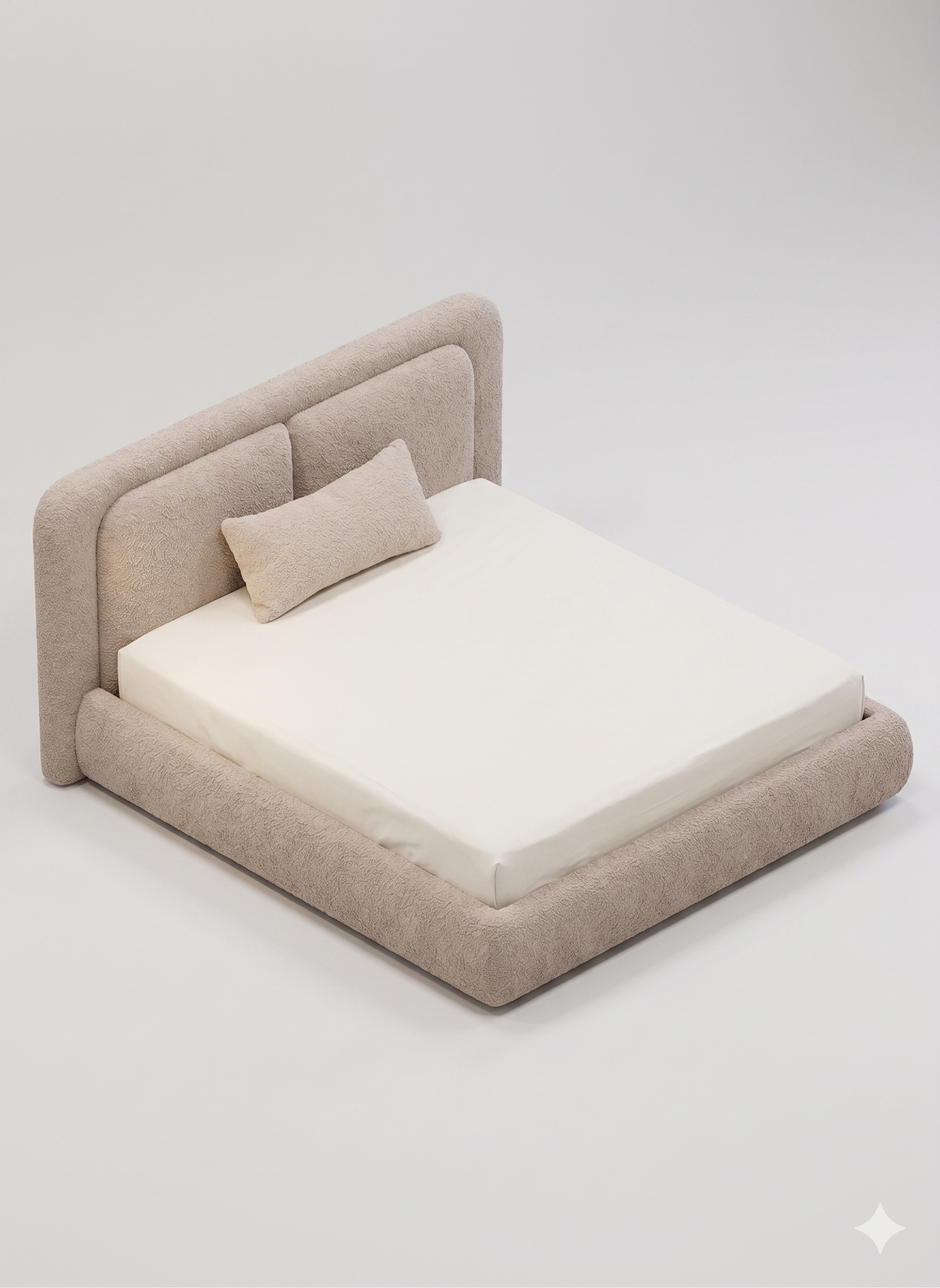 Kosa Boucle Upholstered King Size Bed - Mushroom Beige