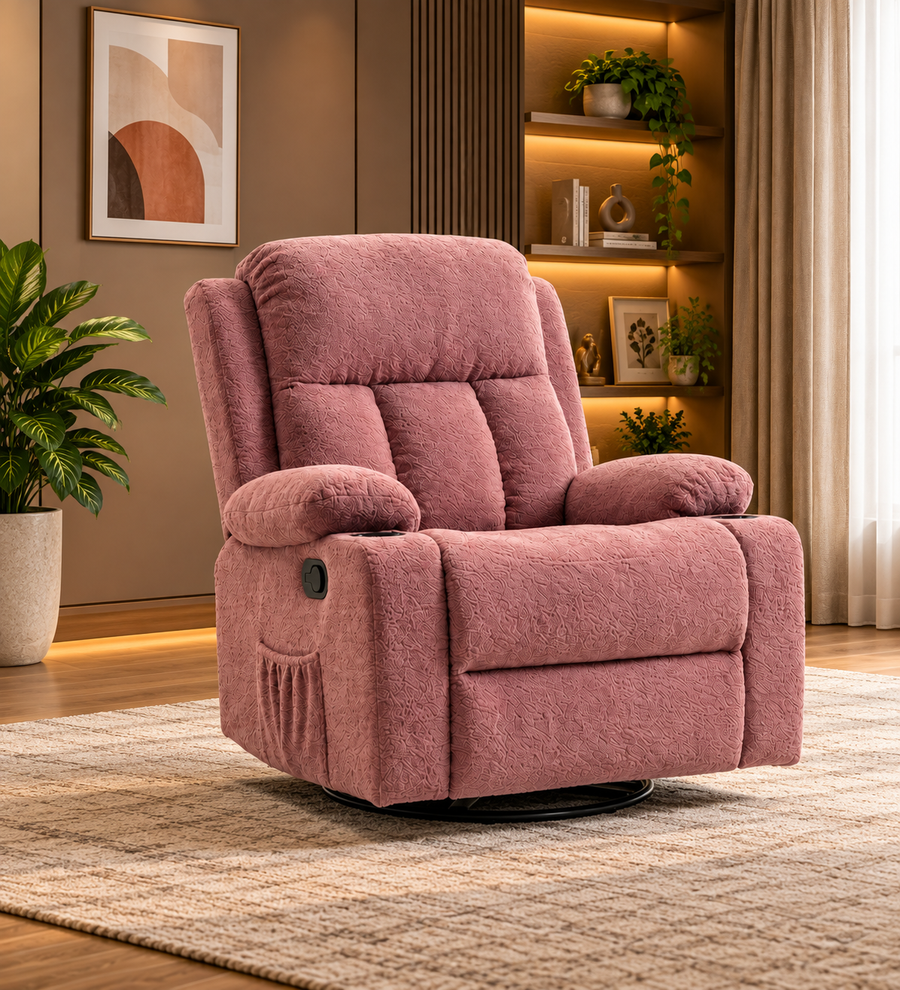 Kosly 1 Seater Rotating Manual Recliner - Rose Pink