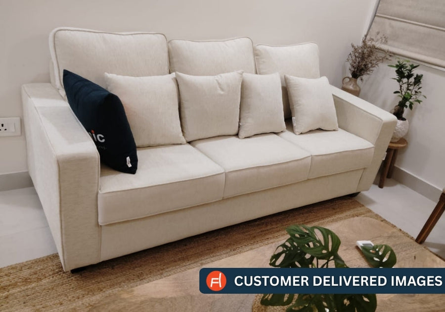 Ladybug Fabric 3 Seater Sofa In Parrot Green Colour - Febonic Living