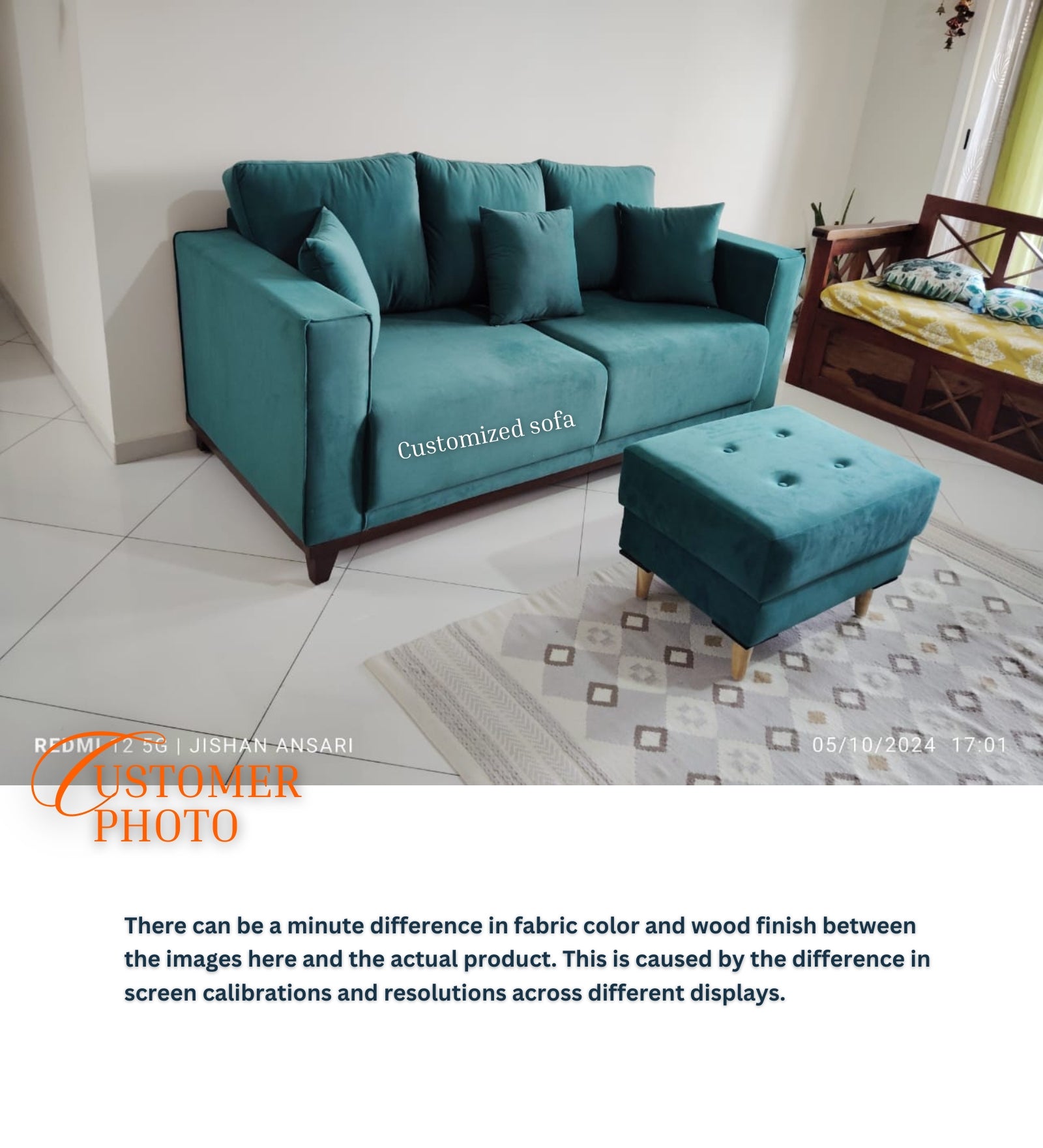 Luca Fabric 2 Seater Sofa in Water Blue Colour