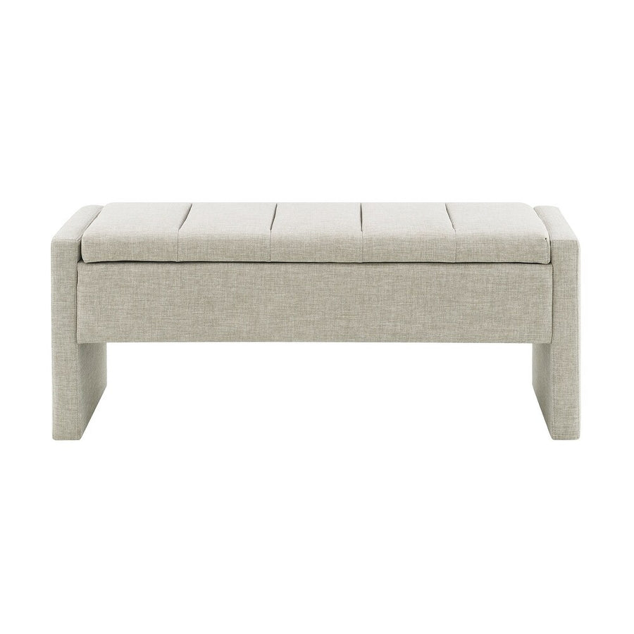 Hobby Fabric Storage Bench In Lit Grey Colour With Storage - Febonic Living