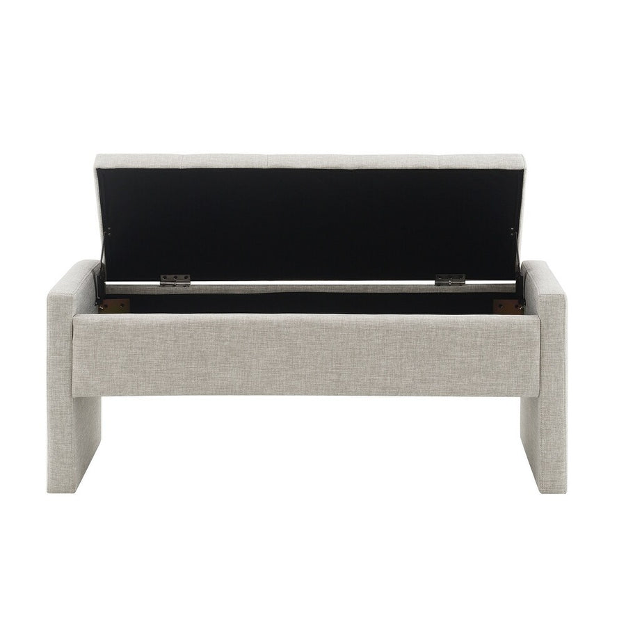 Hobby Fabric Storage Bench In Lit Grey Colour With Storage - Febonic Living
