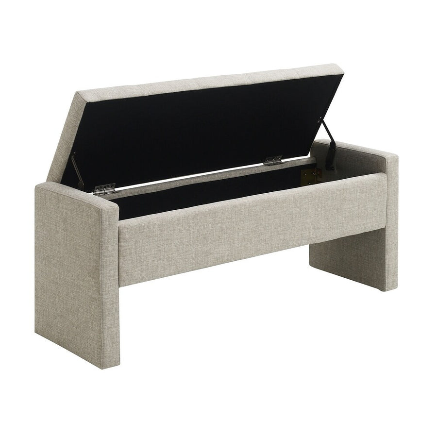Hobby Fabric Storage Bench In Lit Grey Colour With Storage - Febonic Living