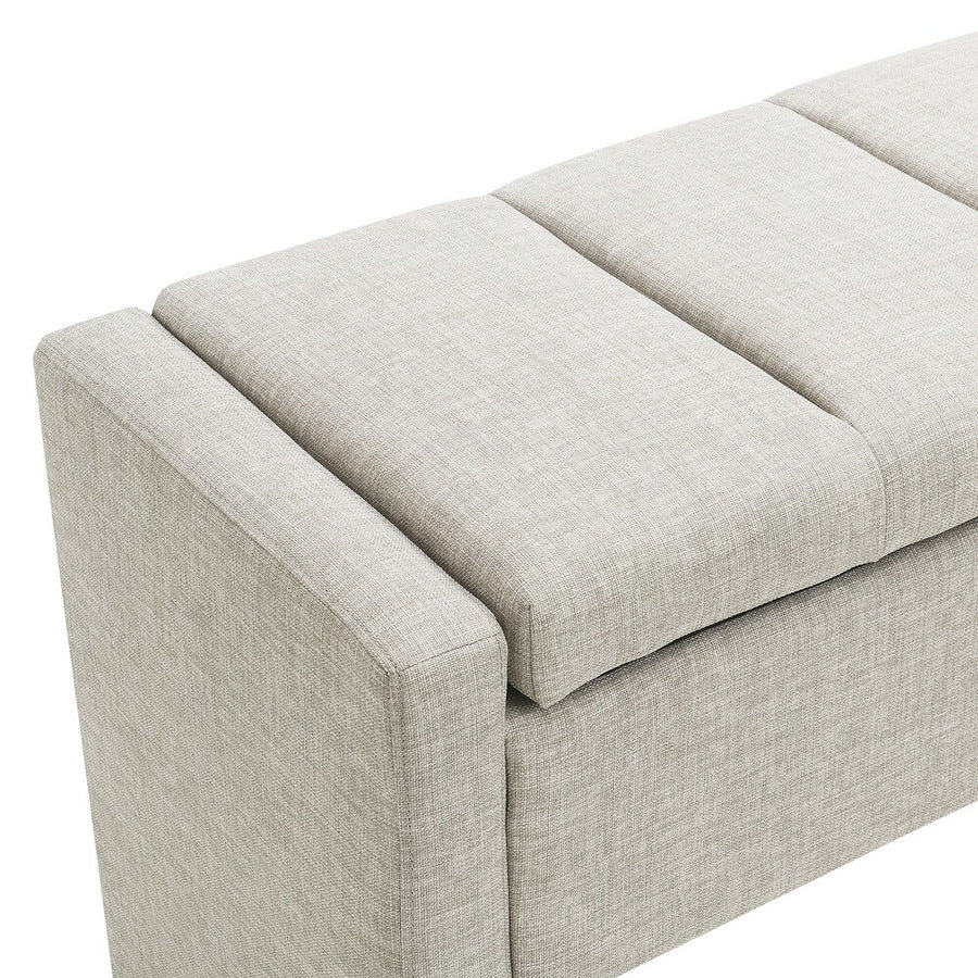 Hobby Fabric Storage Bench In Lit Grey Colour With Storage - Febonic Living