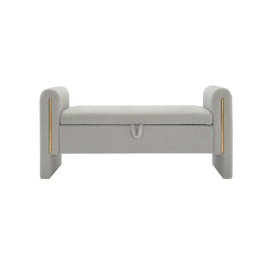 Teddy Boucle 2 Seater Recamier In Fog Grey Colour With Storage - Febonic Living