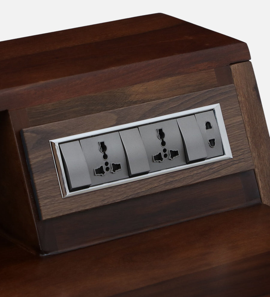 Genoa Sheesham Wood Writing Table with Switch Board In Provincial Teak Finish - Febonic Living