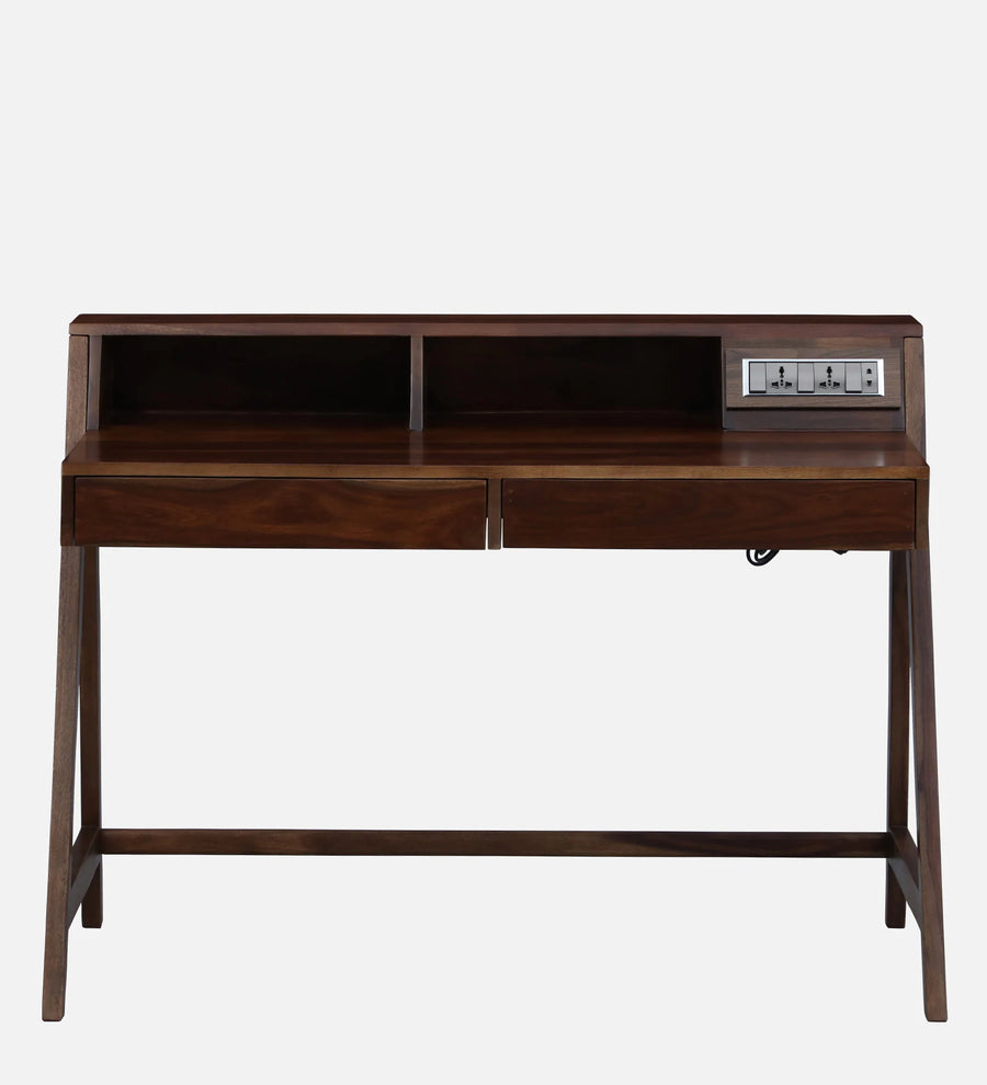 Genoa Sheesham Wood Writing Table with Switch Board In Provincial Teak Finish - Febonic Living