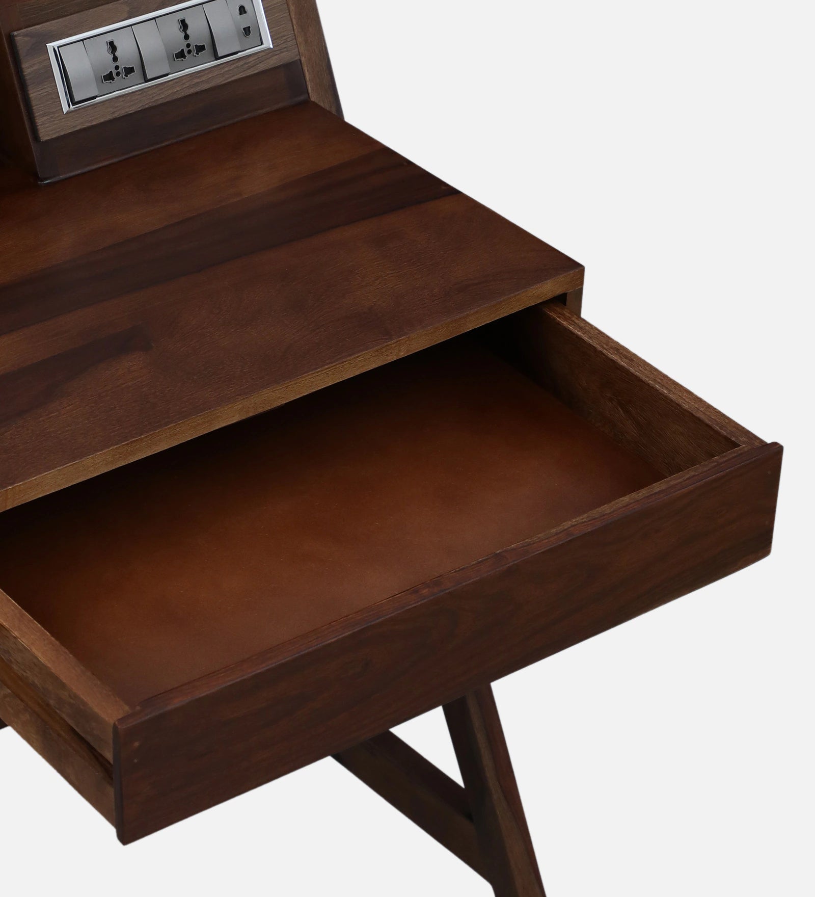 Genoa Sheesham Wood Writing Table with Switch Board In Provincial Teak Finish - Febonic Living