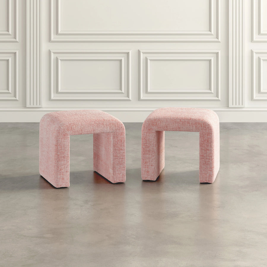 Verve Fabric Pouffe In Pink Colour - Febonic Living