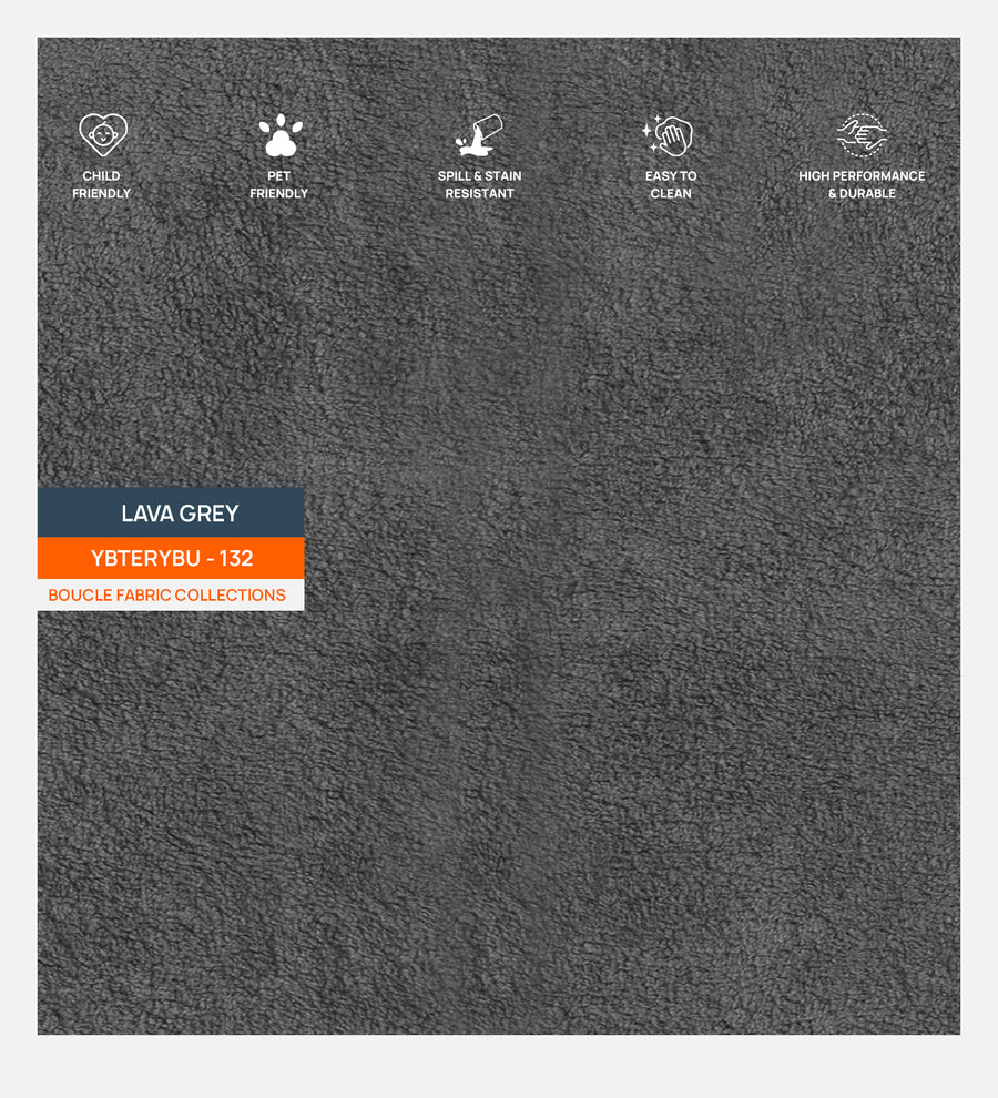 Boucle Terry Fabric Lava Grey 132 Code by Febonic Living