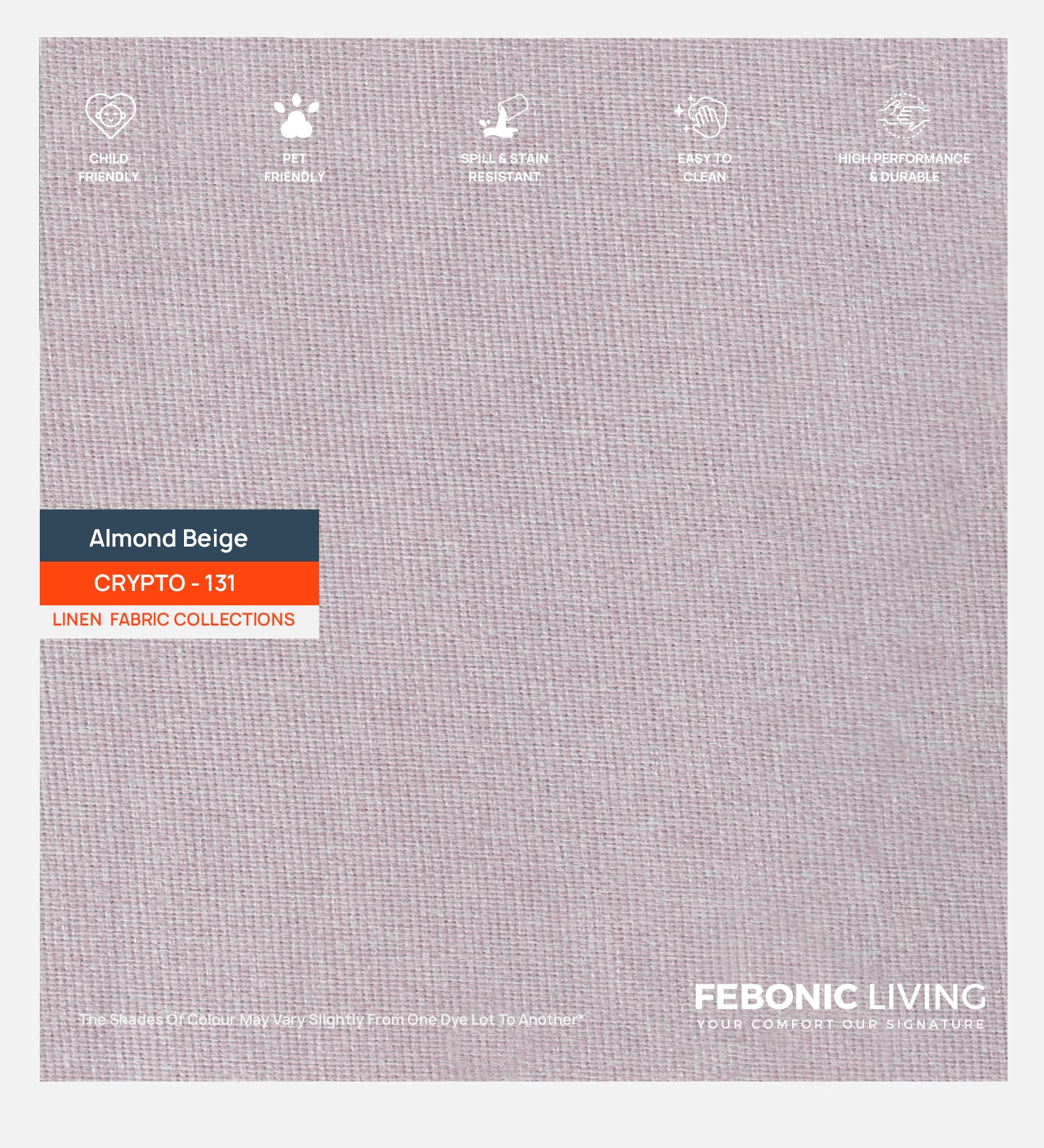 Lenin Crypto Fabric Almond Beige 150 Code by Febonic Living