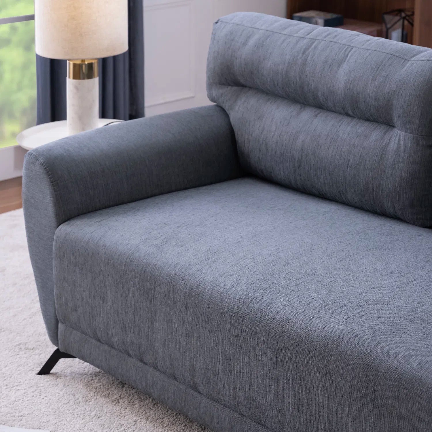 Lever Fabric 3 Seater Sofa In Charcoal Grey Colour