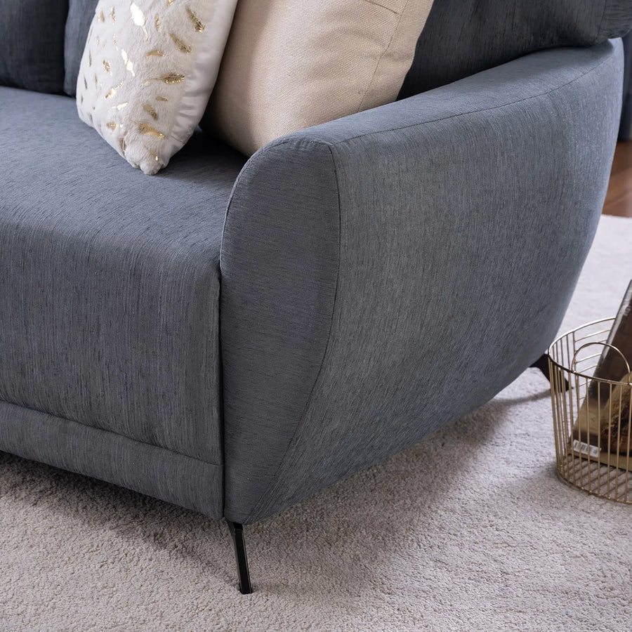 Lever Fabric 3 Seater Sofa In Charcoal Grey Colour - Febonic Living
