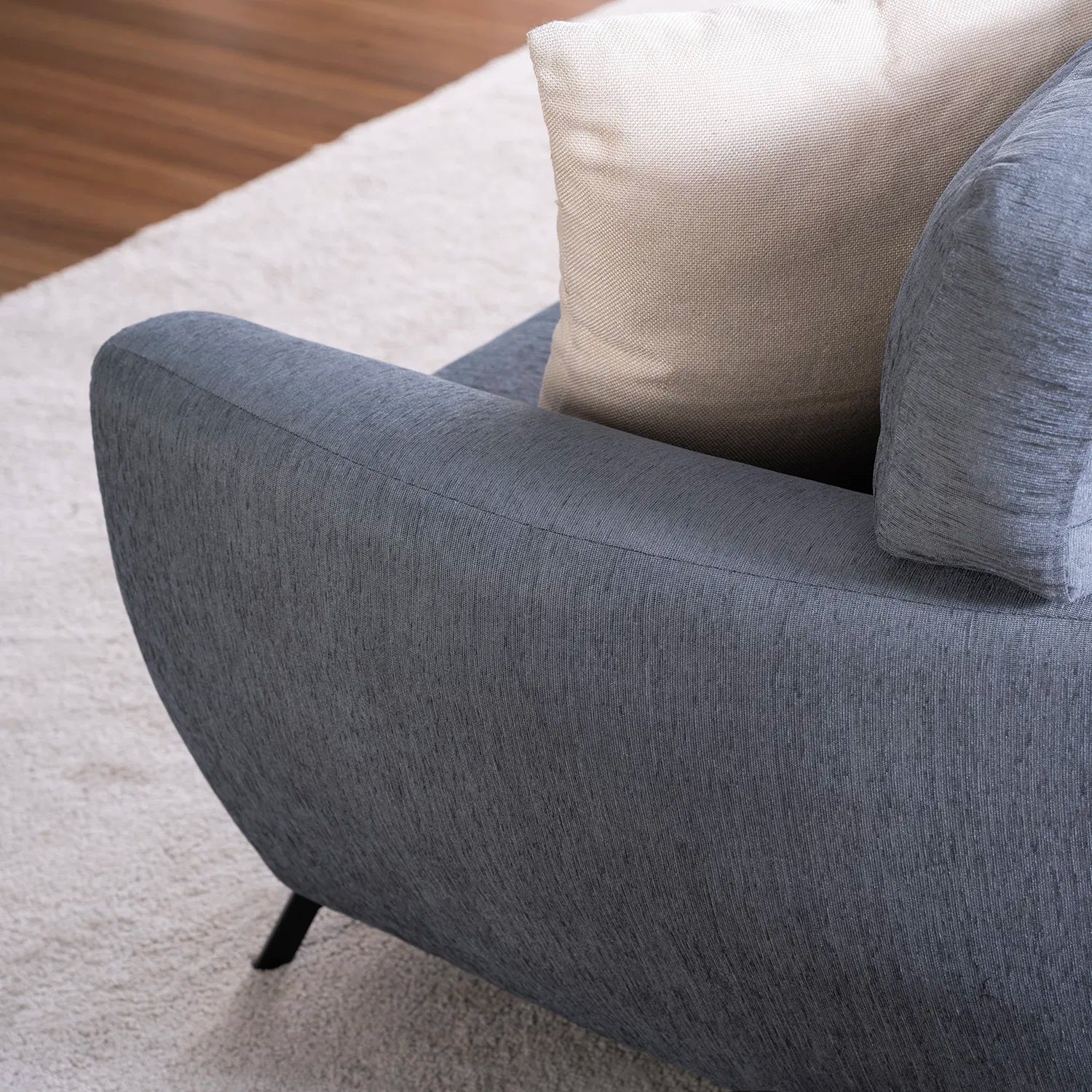 Lever Fabric 3 Seater Sofa In Charcoal Grey Colour