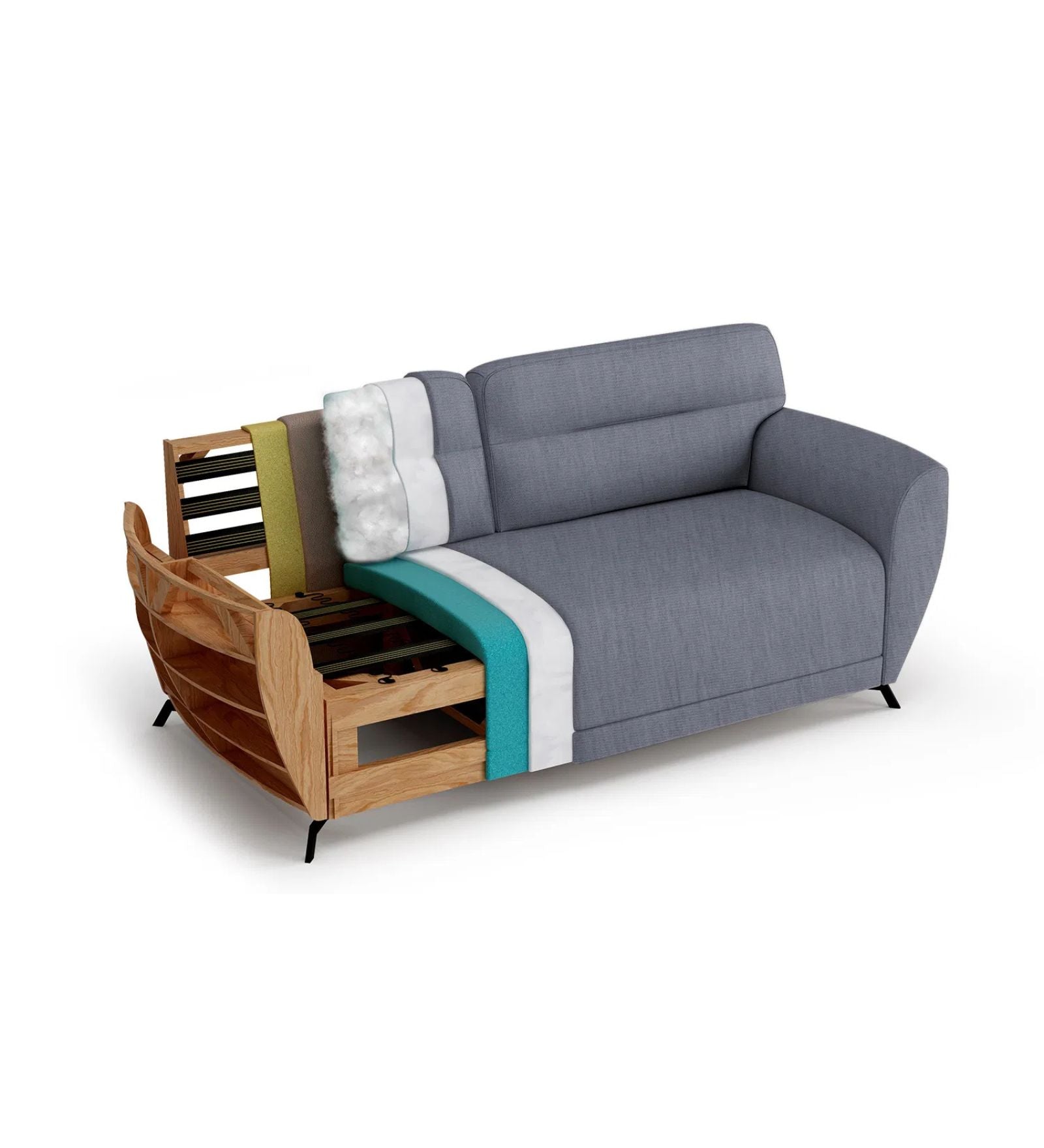 Lever Fabric 3 Seater Sofa In Charcoal Grey Colour