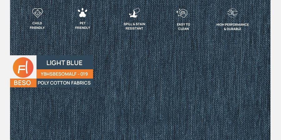 Gozi Fabric 3 Seater Sofa In Light Blue Colour - Febonic Living